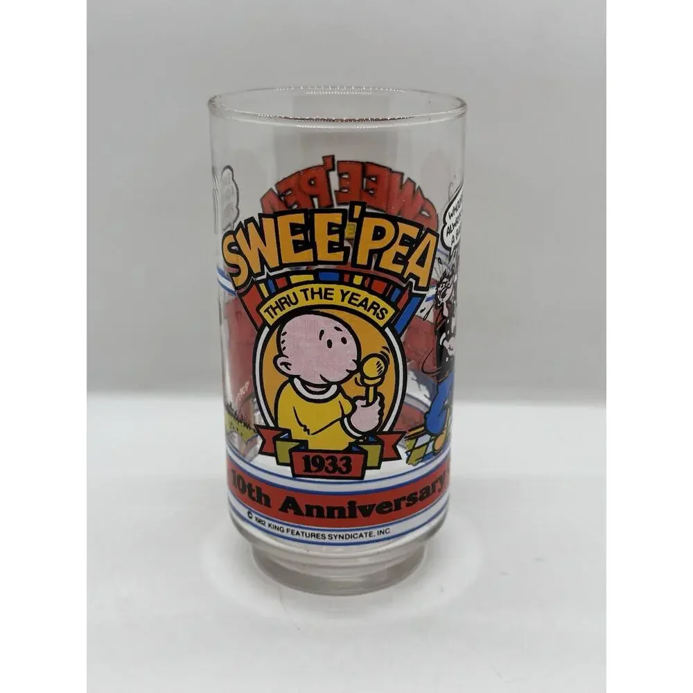 Vintage 1982 Popeye Brutus & Swee’Pea Thru the Years Glasses + Bonus Swee’Pea